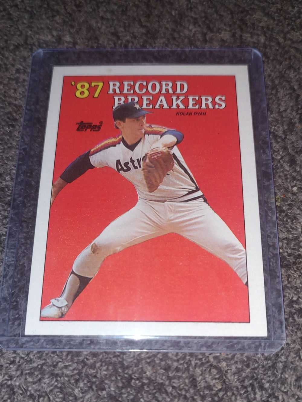 Nolan Ryan Topps '87 Record Breakers Baseball Card - Red & White